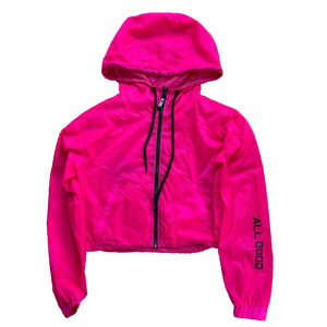 Forever 21 Pink Cropped Windbreaker Jacket Womens S Barbiecore Cybercore Y2K